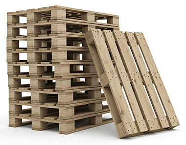 stack of pallets with one on its side