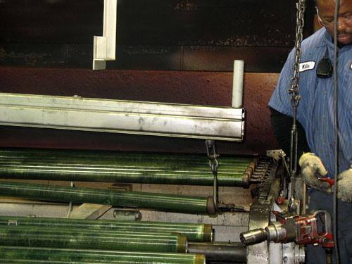 Manufacturing at a pipe coating plant