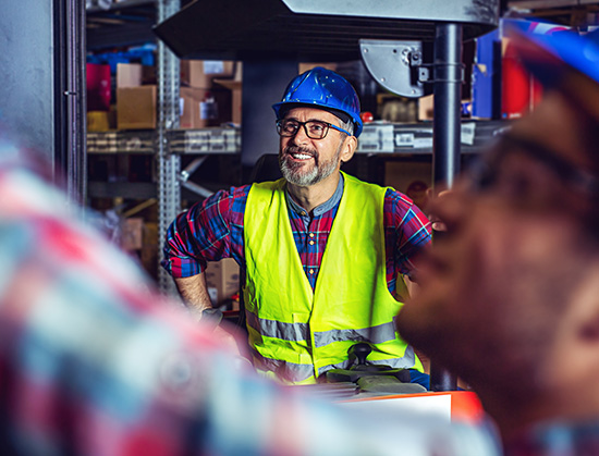 warehouse worker in forklift