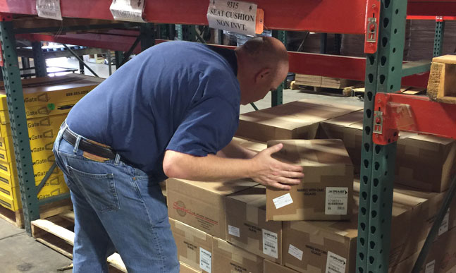 order picker in a rack warehouse