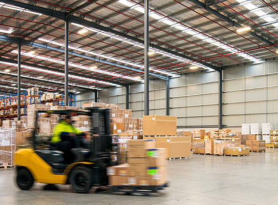 forklift with motion blur