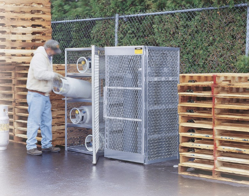 cantilever rack in a lumber storage operation