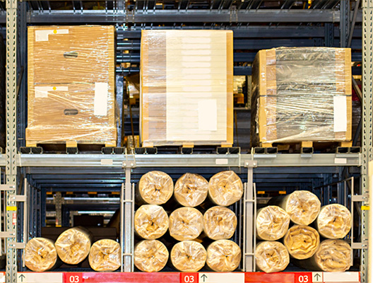 palletized and rolled loads in racking