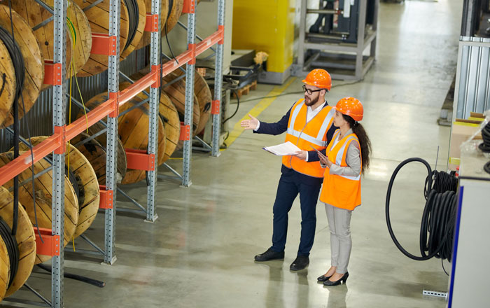 reel storage in a warehouse