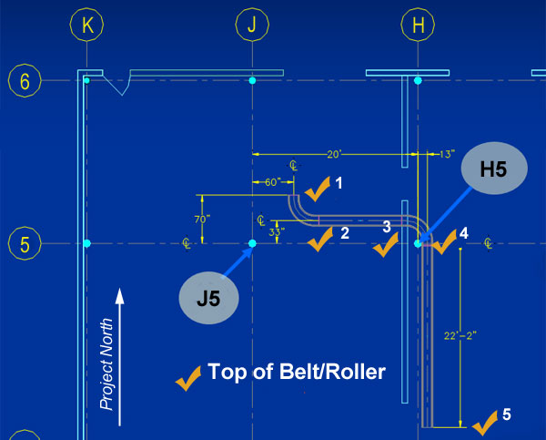 plan view for multiple conveyor height dimensions