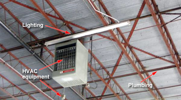 ceiling obstructions in an warehouse