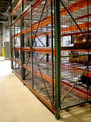 Rack storage area with cage protection