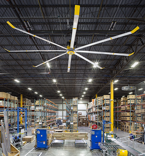 HVLS fan in a warehouse