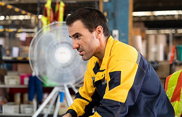 worker in a hot warehouse