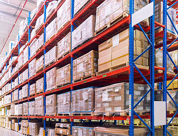 pallet racks in a warehouse