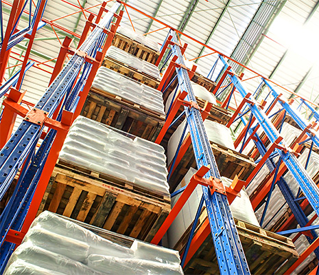 upward view of pallet racks