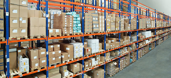 pallet rack system in a warehouse