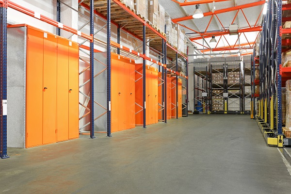 industrial lockers in warehouse