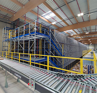 asrs with mezzanine and conveyor