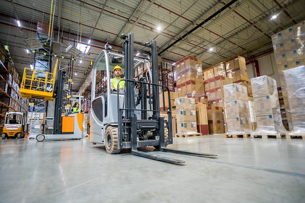 forklift in warehouse