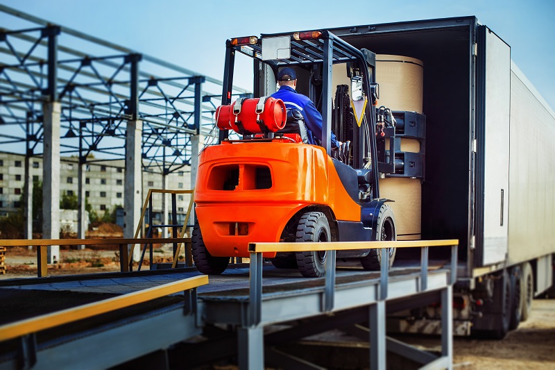 forklift with drum attachment