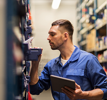 manual picking at a warehouse shelving unit