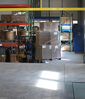 forklift loading a mezzanine