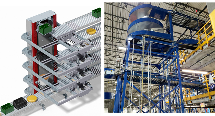 vertical spiral conveyors vs. automated package lifts