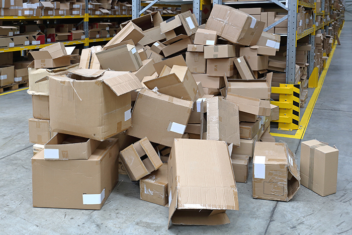 Stack of emptucartons in a warehouse