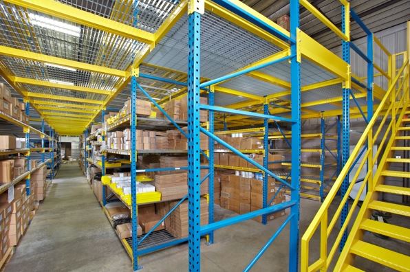 rack supported mezzanine in use