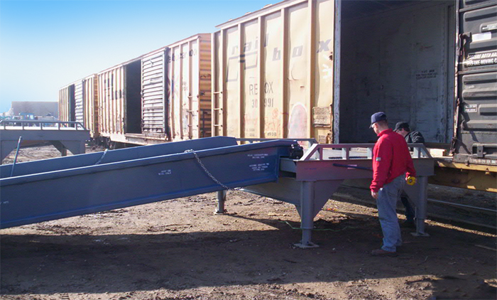 loading a rail car with a yard ramp