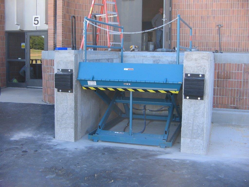 pit mounted dock lift in facility
