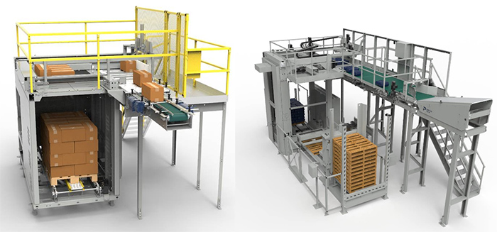 conventional palletizers: bag and carton palletizing