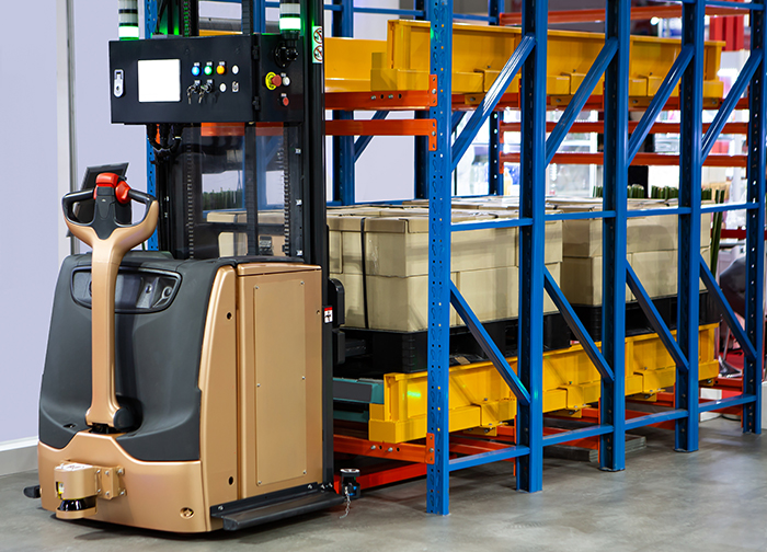 agv in a warehouse rendering
