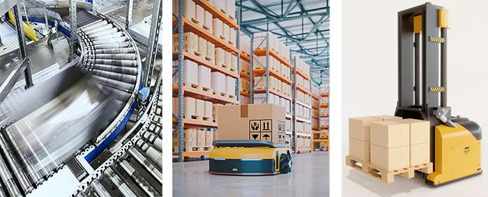 comparing conveyors, amrs and agvs for product transport.