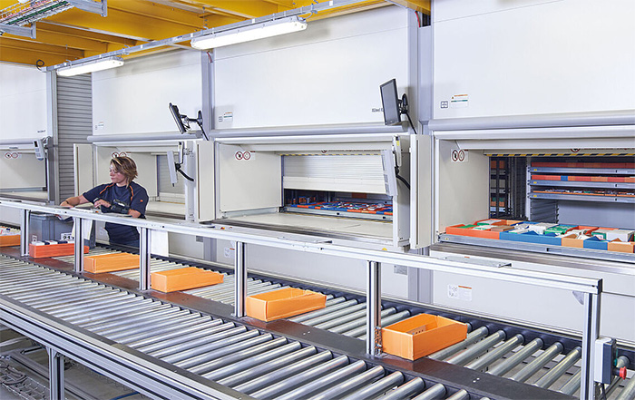 Carousels and conveyor system working in concert.